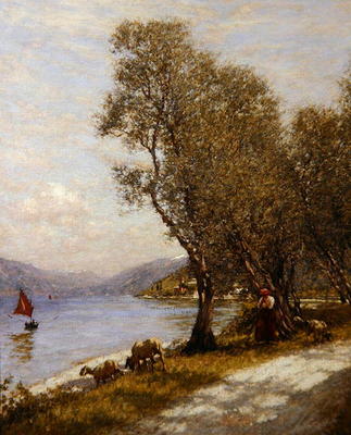 A Veronese Shepherdess, Lake Garda (oil on canvas) od Henry Herbert La Thangue