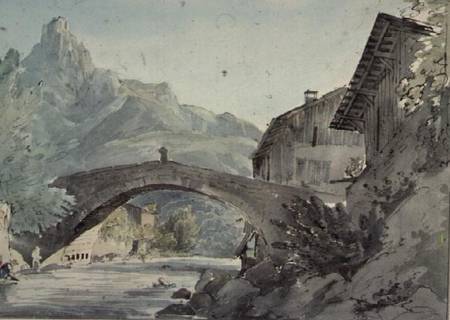 Bridge at Sallanches and the Aiguille de Varens od Henry William Burgess