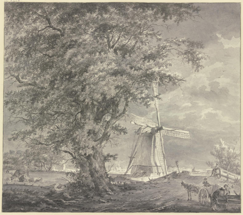 Windmühle bei einem Eichbaum od Hermanus van Brussel