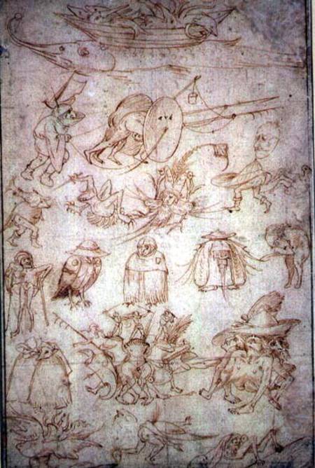 Grotesque Studies (verso)  (for recto see 110230) od Hieronymus Bosch