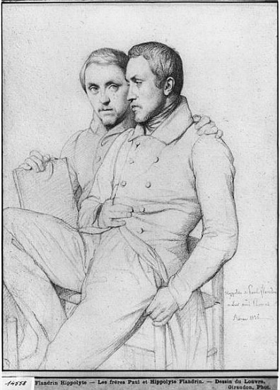 Double portrait of Hippolyte and Paul Flandrin, 1835 (black lead on paper) od Hippolyte Flandrin