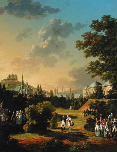 Meeting Between Napoleon I (1769-1821) and Ferdinand III (1769-1824) Grand Duke of Tuscany at Wurtzb od Hippolyte Lecomte