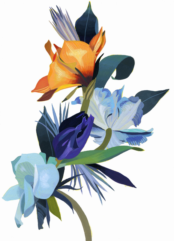 Light blue flowers and orange flowers od Hiroyuki Izutsu