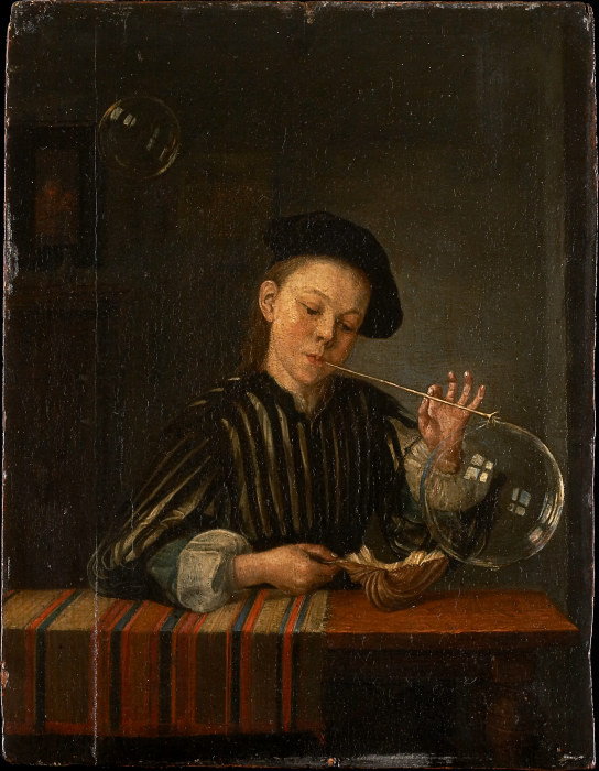 A Boy Blowing Soap Bubbles od Holländischer Meister des 18. Jahrhunderts