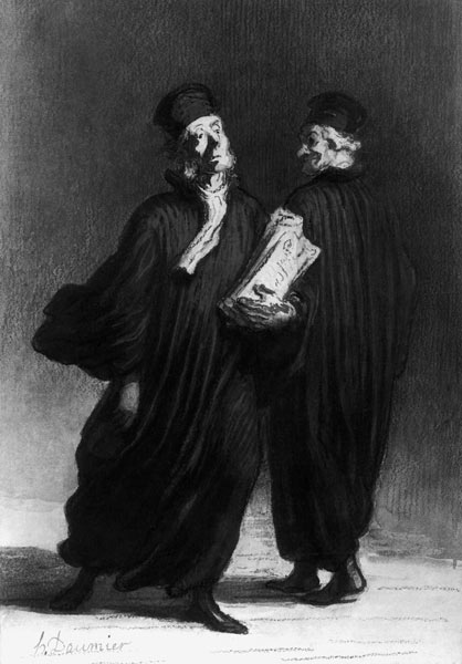 Two Lawyers, c.1862 (watercolour & pencil on paper) od Honoré Daumier
