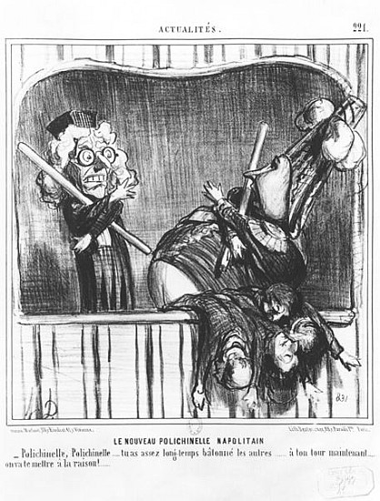 Series ''Actualites'', The new Neapolitan Buffoon, plate 221, illustration from ''Le Charivari'', 2n od Honoré Daumier