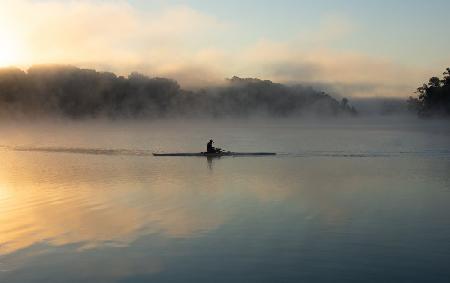 Rolling in foggy morning