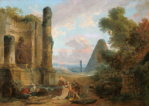 Fountain of Minerva, Rome od Hubert Robert