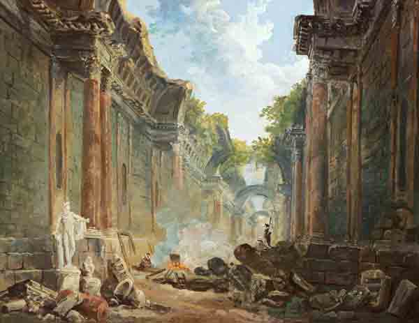The fantastic view of the large gallery Louvre as a ruin (II) od Hubert Robert