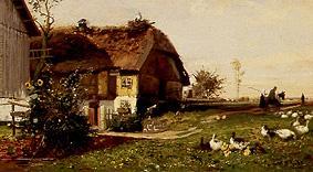 Farm with stork's nest. od Hugo Mühlig