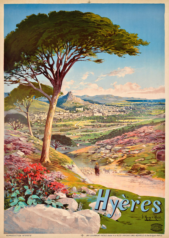 Poster advertising Hyeres, France od Hugo d' Alesi