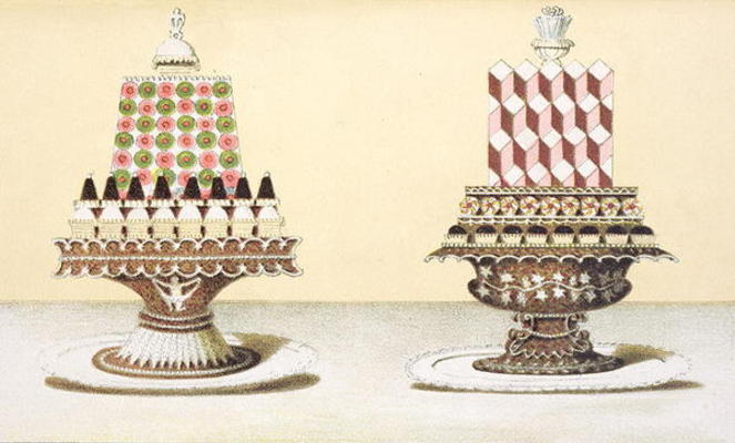Design for the presentation of desserts, illustration from a Hungarian cookery book on French cookin od Hungarian School (19th century)