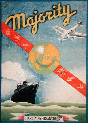 'Majority': 'The War to obtain Raw Materials in the World', Hungarian board game c.1940 (colour lith od Hungarian School, (20th century)
