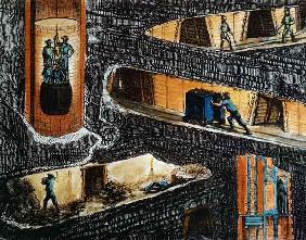 Cross-section of a Coal Mine (colour litho)