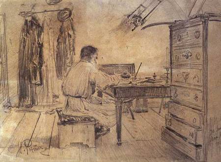 Leo Tolstoy (1818-1910) in his Study od Ilja Efimowitsch Repin