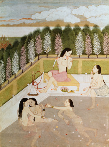 Girls Bathing, Pahari Style, Kangra School, Himachel Pradesh od Indian School
