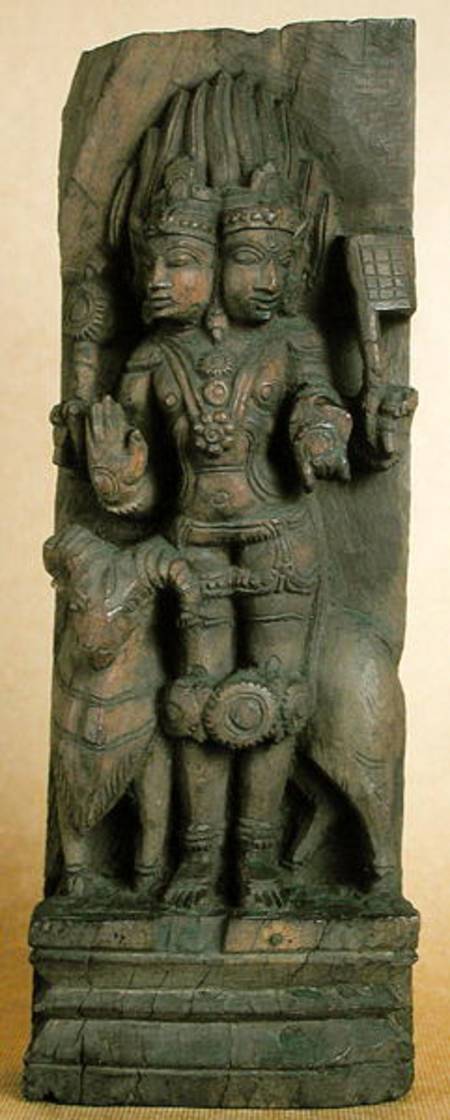 Relief depicting a double-headed image of Agni, the God of fire, seated on a ram, South India od Indian School