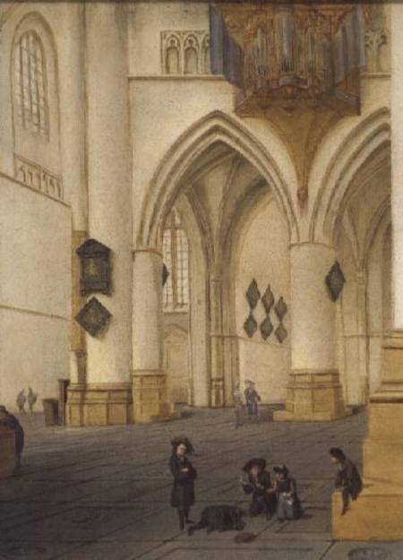 View of the south ambulatory of the church of St. Bavo, Haarlem od Isaac van Nickele