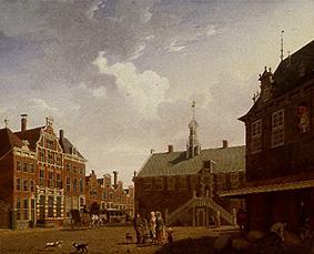 The market place of Hoorn od Isaak Ouwater