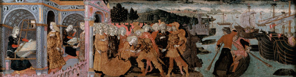 The Return of Ulysses, cassone panel, Sienese od Scuola pittorica italiana