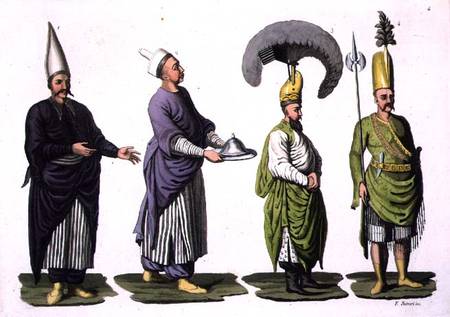 Head Baker, Head Cook and other examples of Ottoman costume, plate 4 from Part III, Volume I of 'The od Scuola pittorica italiana