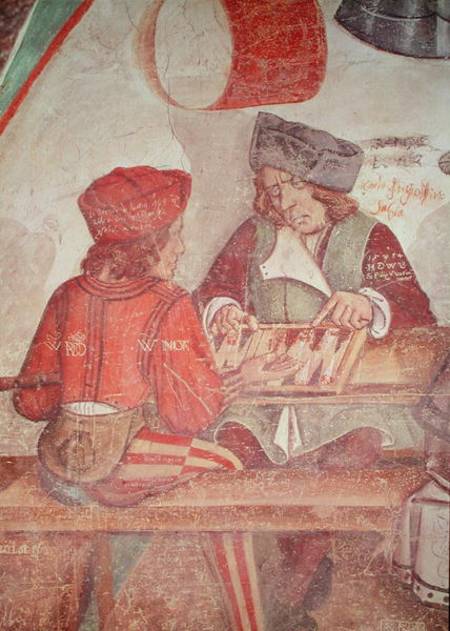 Interior of an Inn, detail of backgammon players od Scuola pittorica italiana