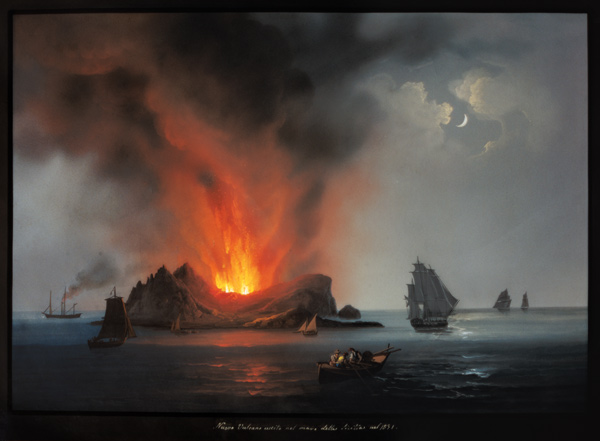 New Volcano Erupting from the Sea around Sicily in 1831 od Scuola pittorica italiana