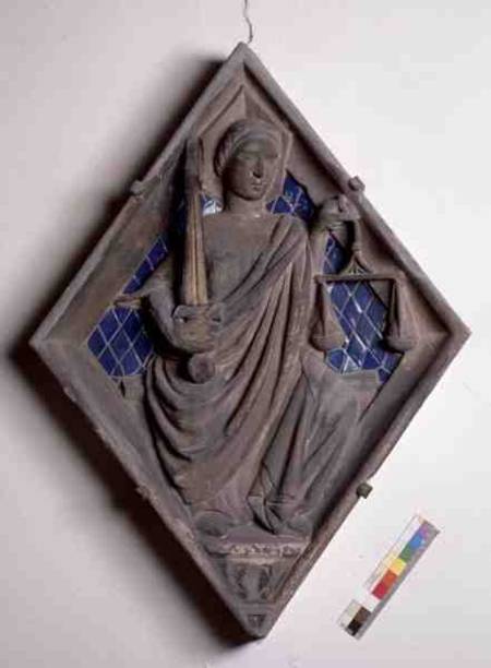 Justice, relief tile from the Campanile od Scuola pittorica italiana