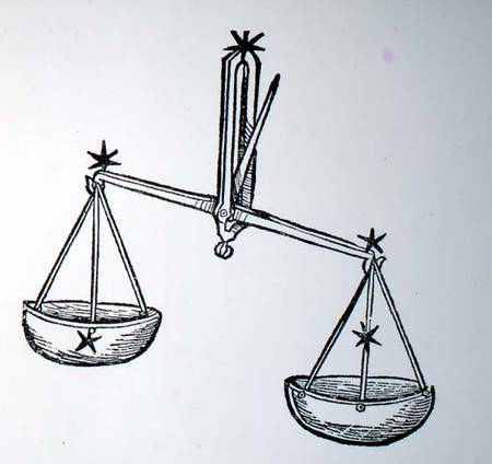 Libra (the Scales) an illustration from the 'Poeticon Astronomicon' by C.J. Hyginus, Venice od Scuola pittorica italiana