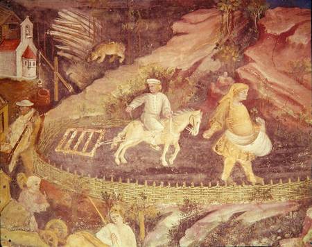 The Month of April, detail of ploughing od Scuola pittorica italiana