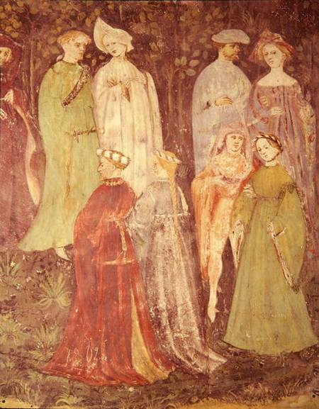 The Month of June, detail of noblemen and women walking od Scuola pittorica italiana