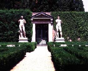 View of the entrance to the hippodrome flanked by two statues by Baccio Bandinelli (1488-1560)