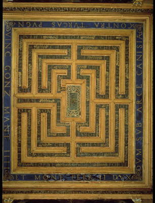 Maze design, from the ceiling of the Sala del Labirinto (photo) od Italian School, (15th century)