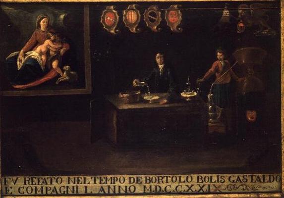 Sign of the Venetian Pharmacists' Guild, 1729 (panel) od Italian School, (18th century)