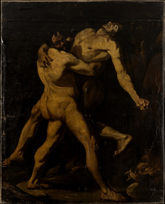 Hercules and Antaeus od Italienischer Meister des 17. Jahrhunderts