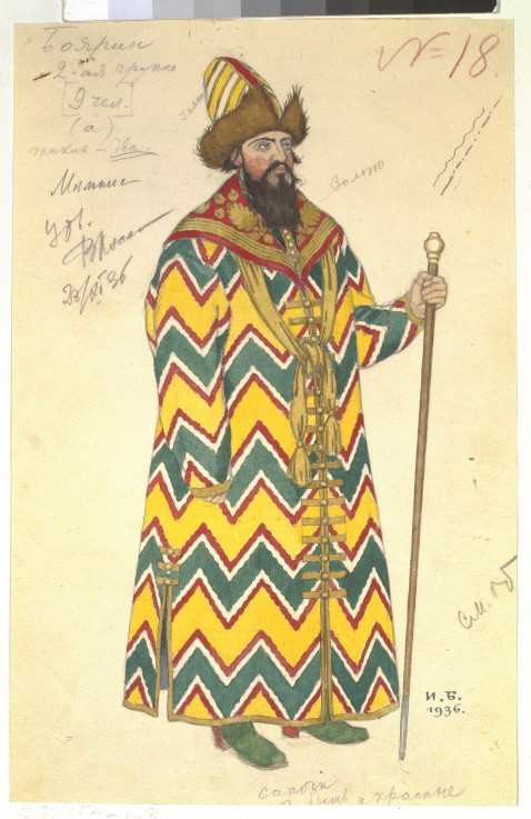 Boyar. Costume design for the opera The Tale of Tsar Saltan by N. Rimsky-Korsakov od Ivan Jakovlevich Bilibin