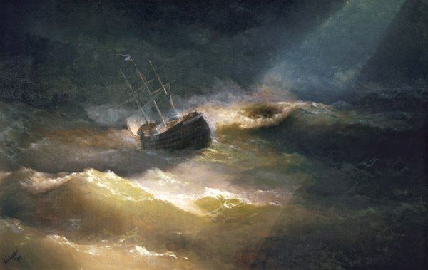 Ship in Storm od Iwan Konstantinowitsch Aiwasowski