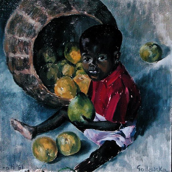 Fito, Twin Son of Abel, Haiti, 1961 (oil on board)  od Izabella  Godlewska de Aranda