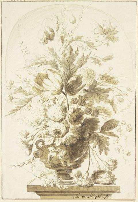 Bouquet in einer Vase in einer Nische stehend od J. H. van Loon