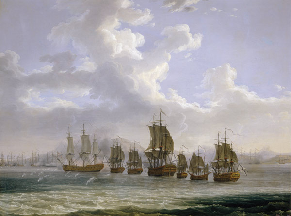 The Russian Fleet on the Hunt for Turkish Ships at the Bay of Egypt od Jacob Philipp Hackert