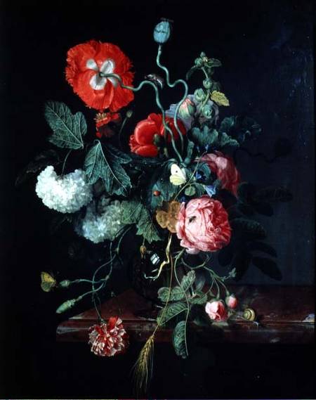 Flowers in a Glass Vase od Jacob van Walscapelle