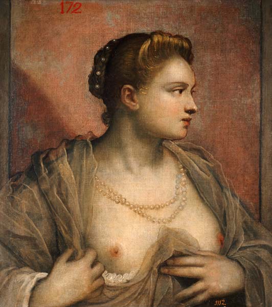 Tintoretto / Woman with Uncovered Breast od Jacopo Robusti Tintoretto