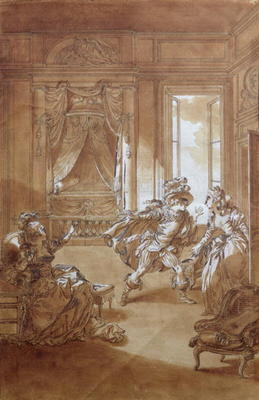 'I am going to kill him...', scene from act II of 'The Marriage of Figaro' by Pierre-Augustin Caron od Jacques Philippe Joseph de Saint-Quentin