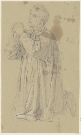 Kneeling, praying farmer