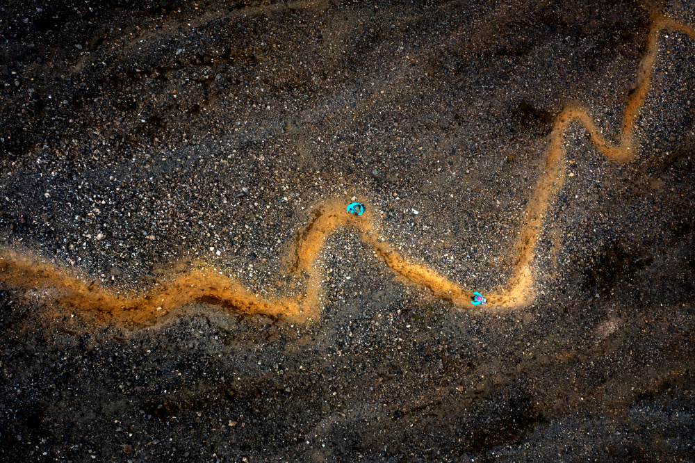 Stock Chart -- Aerial abstract of a hiking trail od James Bian