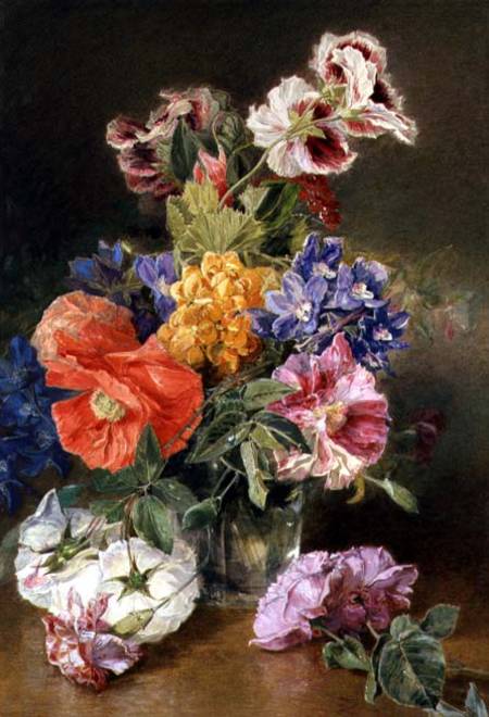 Roses, Poppy and Pelargonia od James Holland