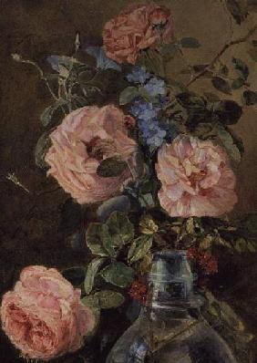 Roses, Convolvulus and Delphiniums