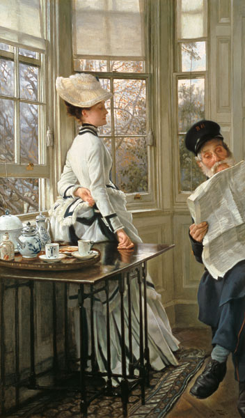 J.J.J.Tissot, Reading the News, c.1874 od James Jacques Tissot