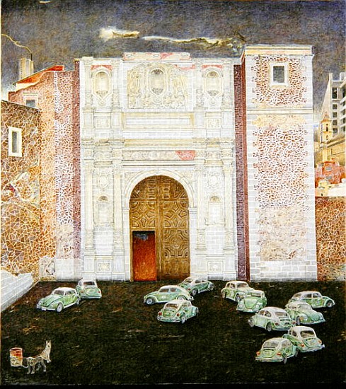 Taxi Depot, San Lazaro, Mexico City, 2003 (oil on canvas)  od  James  Reeve
