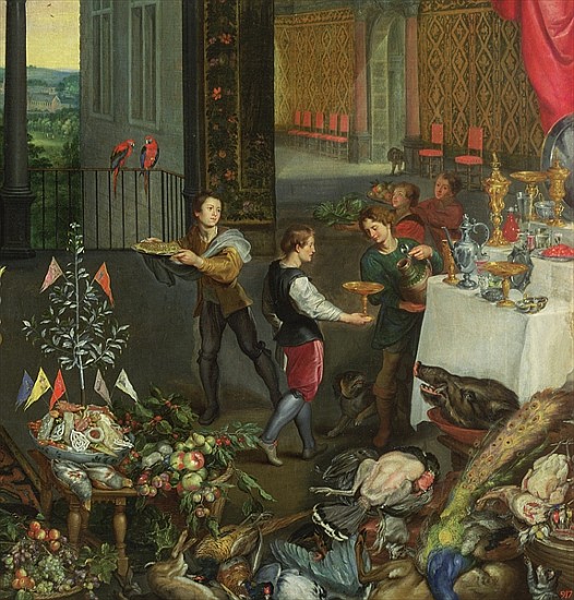 Allegory of Taste, detail of servers bringing wine, 1618 (detail of 61052) od Jan Brueghel d. Ä.